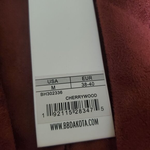 Bb Dakota womens Drape Front Pre Faux Suede Jacket Cherrywood size medium new - Picture 13 of 14
